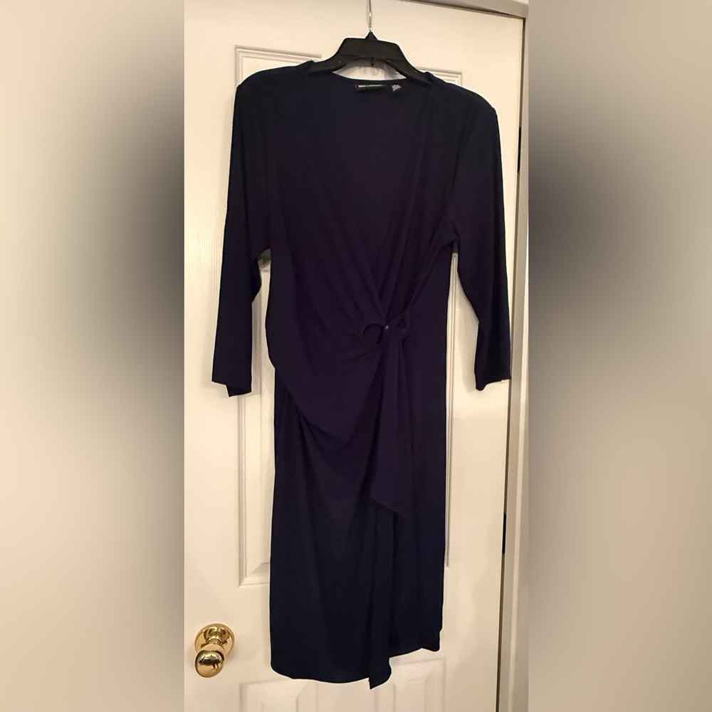 Nina Leonard Navy Blue Wrap Dress